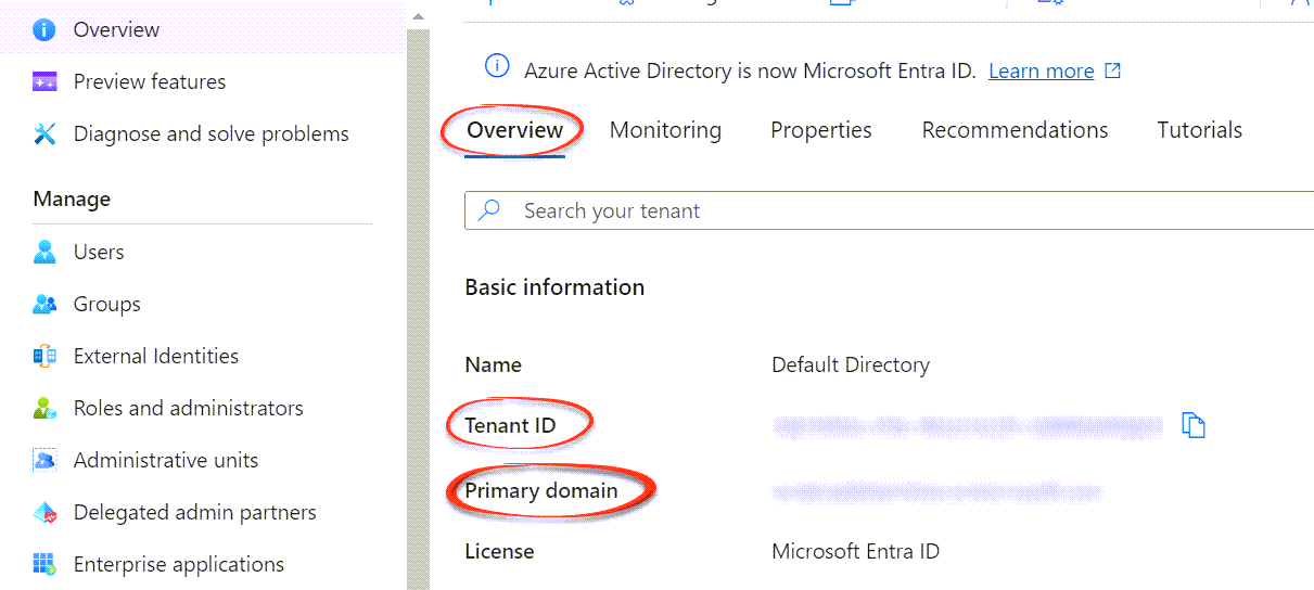 Entra ID tenant information